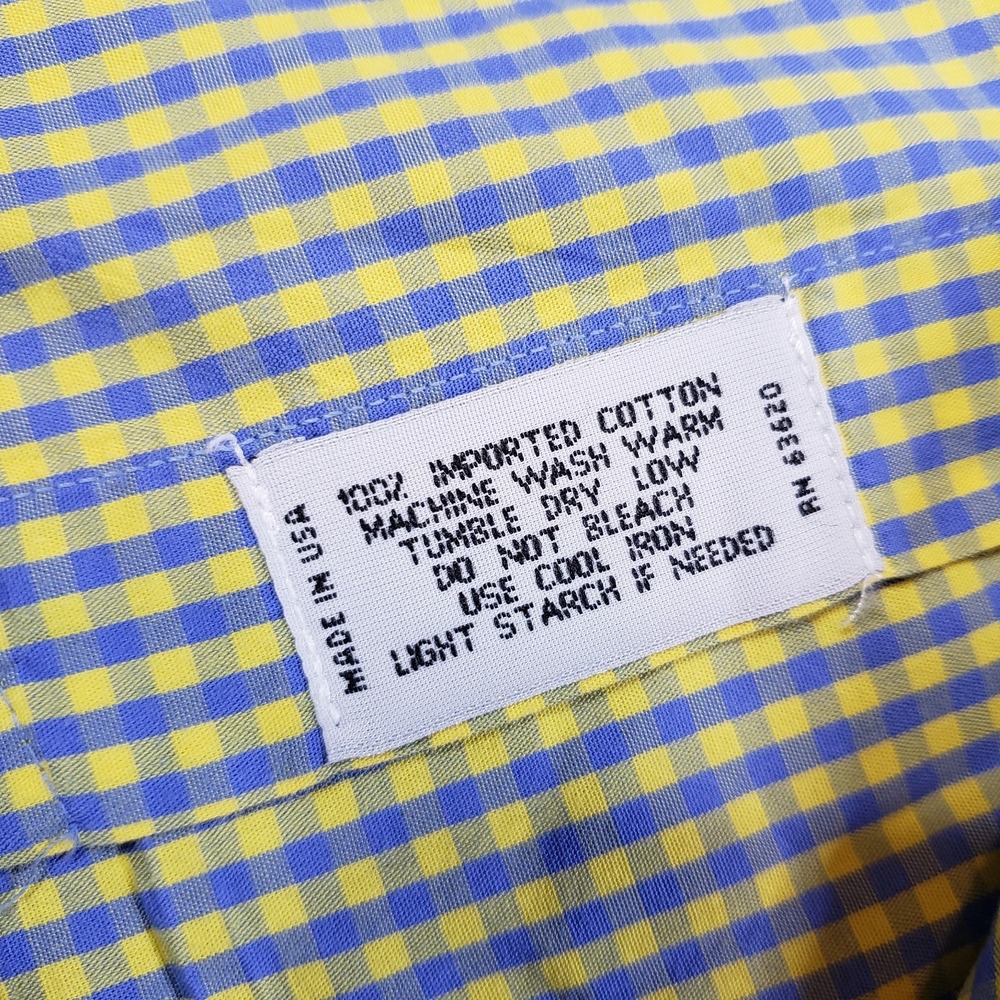 Gitman Bros Shirt Men Large Yellow Blue Micro Check Long Sleeve USA Casual - Picture 11 of 11